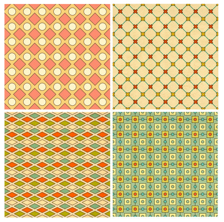 Set of seamless pattern with paper texture and vintage geometric pattern in shabby chic style. Retro collection. Endless texture can be used for pattern fills, web page background, surface textureの写真素材