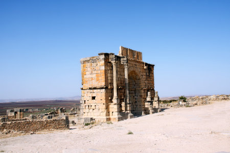Ancient Arch of Caracalla, Volubilis, Morocco, North Africa. UNESCO world heritage siteのeditorial素材