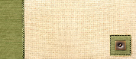 Horizontal or vertical background with beige canvas texture and buttons. Natural linen texture backdrop. Copy space for textの写真素材