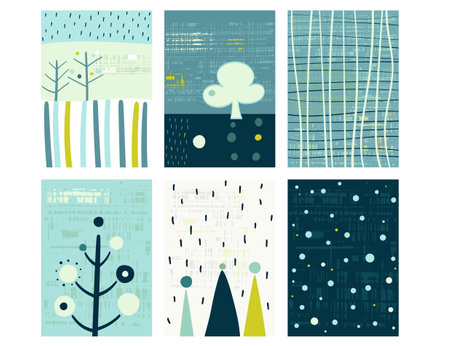 Set of eye-catching card, banner, background, flyer, placard with Christmas ornament in hand drawn style. Collection of gift tag, label or poster template with doodle pattern. Vector illustration EPS8のイラスト素材