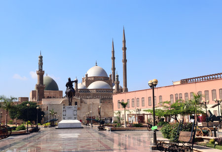 Great Mosque of Muhammad Ali Pasha in ancient Cairo Citadel, Egypt, North Africa. Famous landmark of Cairo - ottoman era Alabaster Mosque in Citadelの写真素材
