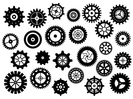 Collection of retro gear icon. Vintage transmission cogwheels and gears. Can be used for industrial, technical, mechanical and steampunk design. Vector illustration EPS8のイラスト素材
