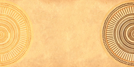 Horizontal or vertical grunge background with ethnicity ornament and paper texture. Retro backdrop with african tribal motifs frame. Mock up template. Copy space for textの写真素材