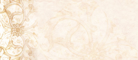 Grunge background with stone texture and ancient carved ornament, Morocco. Horizontal or vertical banner with ornament in Moroccan style. Mock up template. Copy space for textの写真素材