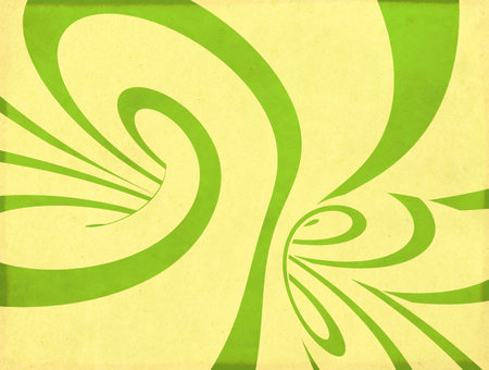 Retro background with texture of old soiled paper of green and yellow color and striped pattern. Vintage horizontal or vertical backdrop. Copy space for textの写真素材
