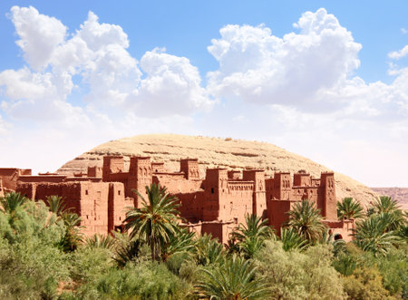 Famous moroccan landmark Kasbah Ait Ben Haddou (Ait Benhaddou), Atlas Mountains, Morocco, North Africaの写真素材