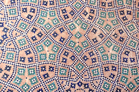 Vertical or horizontal background with detail of ancient mosaic walls with clay details and...