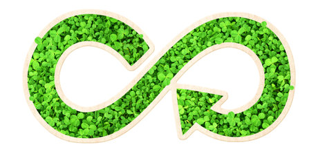 Arrows recycle symbol with clover leaves. Horizontal banner with eco paper texture. Ecology, go...
