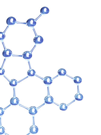 Model of abstract molecular structure. Glass atom model. Isolated on white background. 3d renderの写真素材