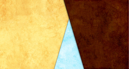 Horizontal or vertical retro banner with paper texture. Background with paper decor from carton texture. Decorative layered backdrop with paper layers of brown, blue, yellow color. Copy spaceの写真素材