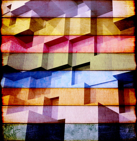 Vertical retro backdrop with paper texture with urban style pattern. Vintage cardboard background with abstract decor. Copy space for textの写真素材