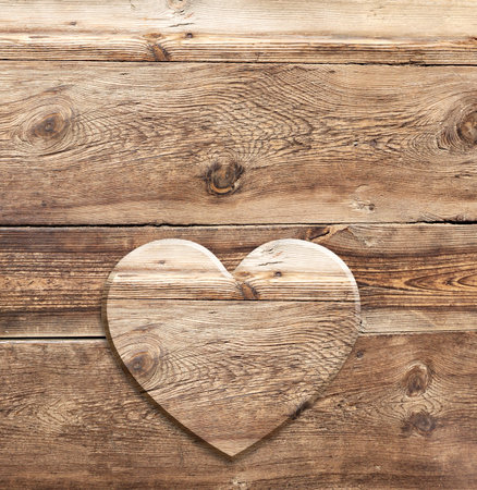 Horizontal banner with wooden heart on boards. Ecology, global wildlife resource, eco, forest protect concept. Environmental and conservation protection background. Copy space for textの写真素材