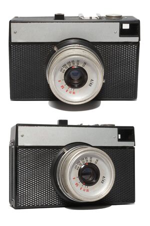 Old Soviet film camera. Isolated on white, の写真素材