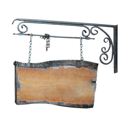 Old signboard. Isolated on white,の写真素材