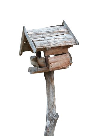 Old Trough for Birds. Isolated on white, の写真素材