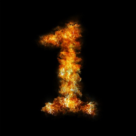 Flame in shape of figure oneの写真素材