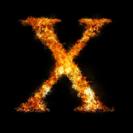 Flame in shape of letter Xの写真素材