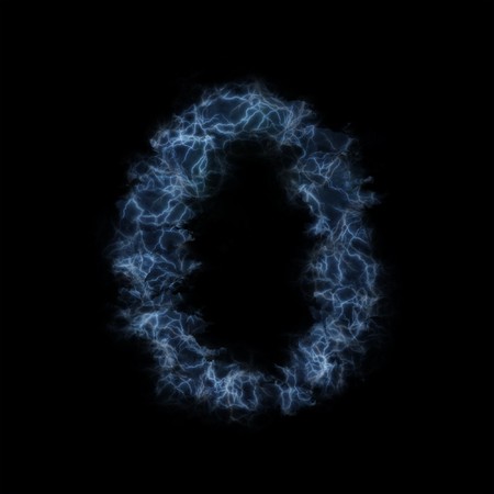 Lightning in shape of figure zeroの写真素材