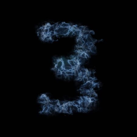 Lightning in shape of figure threeの写真素材