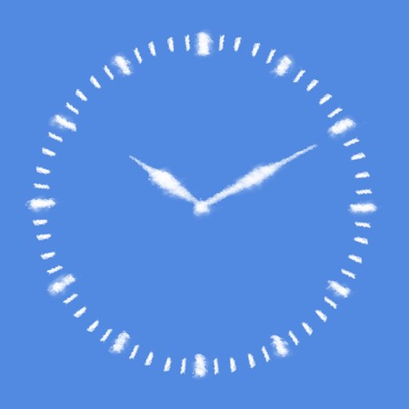 Clouds in shape of Clock faceの写真素材