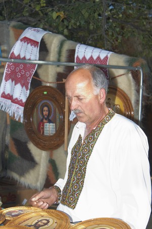 PECHENEGY, UKRAINE- SEPTEMBER 12: Participants of Ethnic Festival "Pechenezhskoe Pole (Field)", September 12, 2010 in Pechenegy of Kharkiv state, Ukraineのeditorial素材