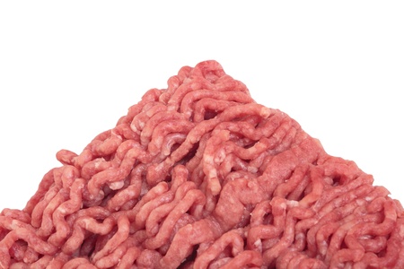 Close up of handful raw ground beef