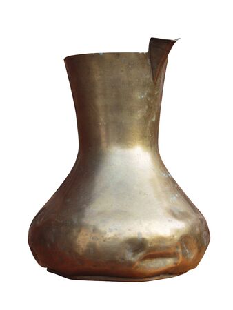 Ancient water jar. Isolated on white, with clipping path.の写真素材