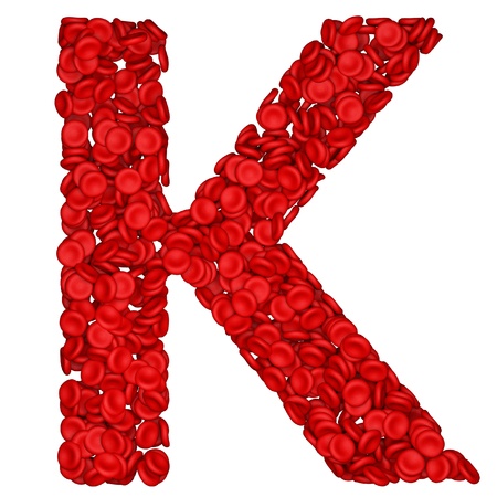 Letter - K made from red blood cells. Isolated on a white.の写真素材