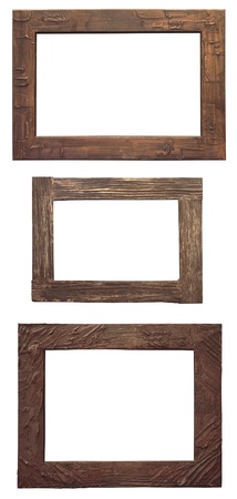 set of wooden natural frame, isolatedの写真素材