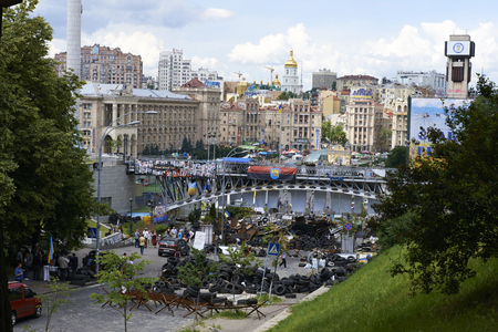KIEV, UKRAINE - June 13, 2014: Kiev Maidan after the revolution of dignity.のeditorial素材