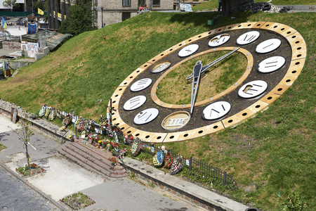 KIEV, UKRAINE - June 13, 2014: Kiev Maidan after the revolution of dignity. Institutskaya street the place of death Heroes of Heaven Hundred 18-20 February 2014.のeditorial素材