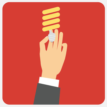 Light bulb in hand. Vector illustration.のイラスト素材