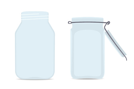 Set of Empty glass jars. Isolated on white background, vector illustrationのイラスト素材