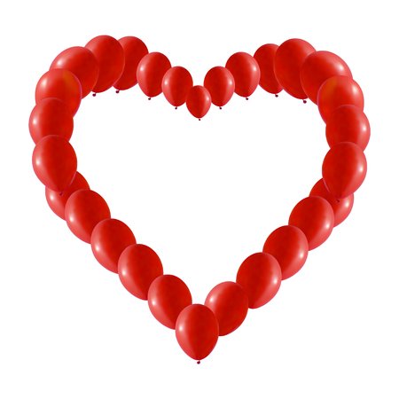 Background made of Red balloons in a heart shapeのイラスト素材