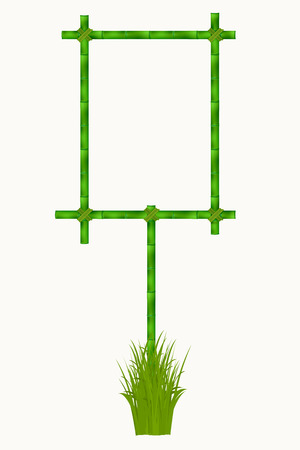 Wooden frame of old bamboo sticks. Vector illustrationのイラスト素材