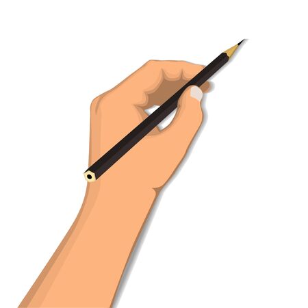 Hand with pencil isolated on white, vector illustrationのイラスト素材