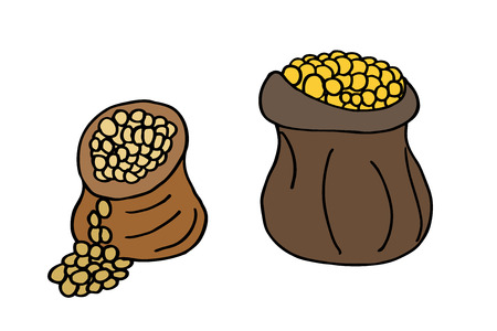 Gold Coins Doodles - Vector illustrationのイラスト素材