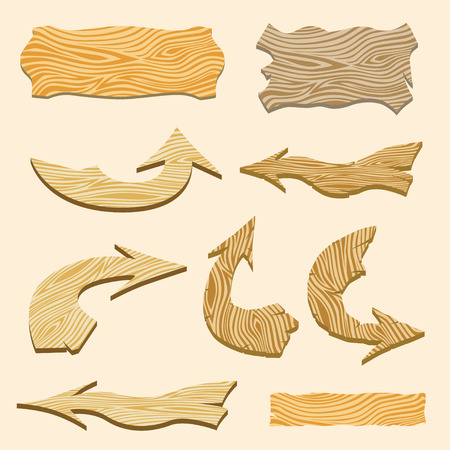 Set of wooden signs and arrows. Vector illustration.のイラスト素材