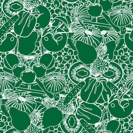 Seamless background with vegetables and fruitのイラスト素材