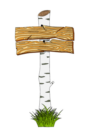 Wooden sign board Isolated on whiteのイラスト素材