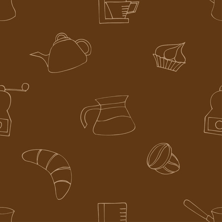 Breakfast  seamless doodle vector pattern hand drawnのイラスト素材