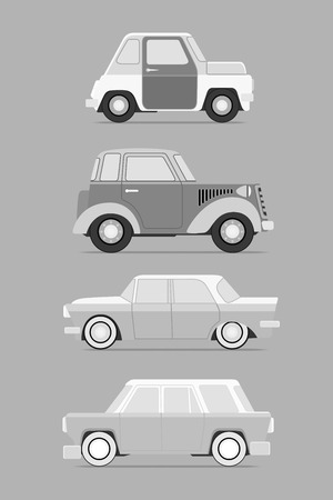 Retro cars  set . Vintage cars vectors.のイラスト素材