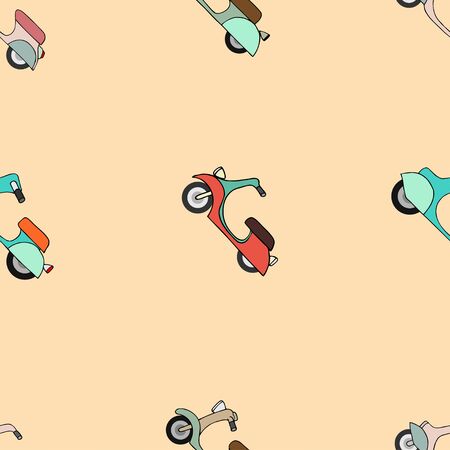 Seamless texture with color scooters. Vector illustrationのイラスト素材