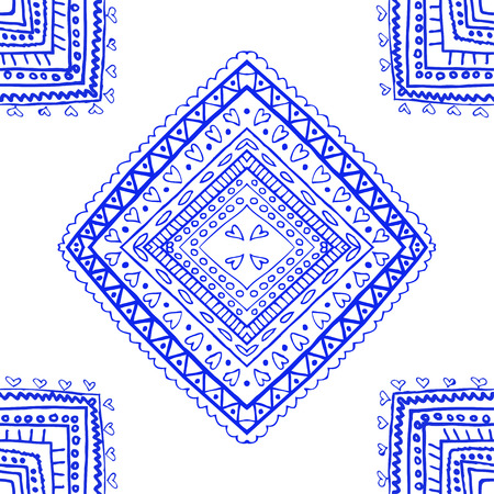 Blue seamless pattern. Design for dutch tile, background, textileのイラスト素材