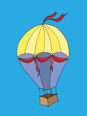 Hot Air Balloon. Vector illustration. Isolated on blueのイラスト素材