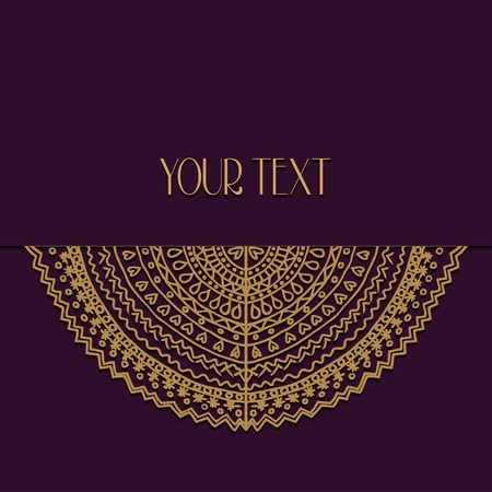 Abstract vector circle floral ornament. Lace pattern design. Vintage ornament on blue background. Vector Illustrationのイラスト素材