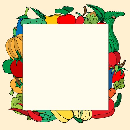 Vector banner with fresh vegetables. Concept organic productのイラスト素材