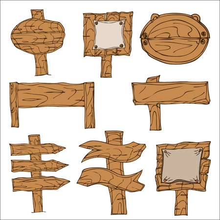 Set of Vector Wooden Signpos. Isolated on whiteのイラスト素材