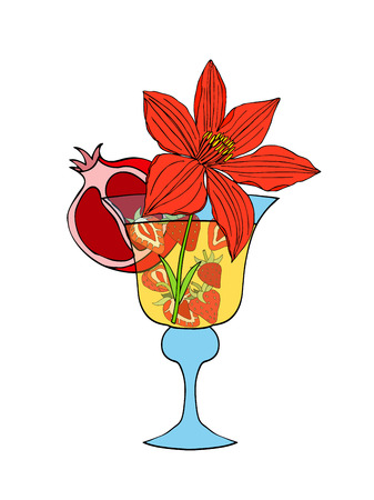 Tropical Love cocktail. Vector illustration. Isolated on whiteのイラスト素材