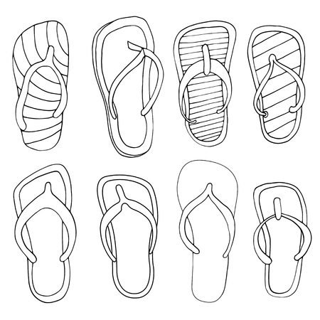 Flip flops set. Illustration on white background.のイラスト素材